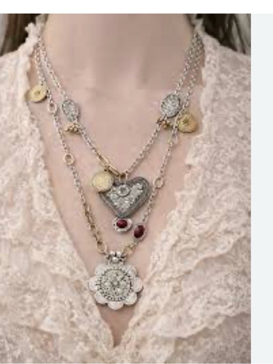 Zara Jewelry - Layered Heart and Floral Pendant Necklace in Gold and Silver